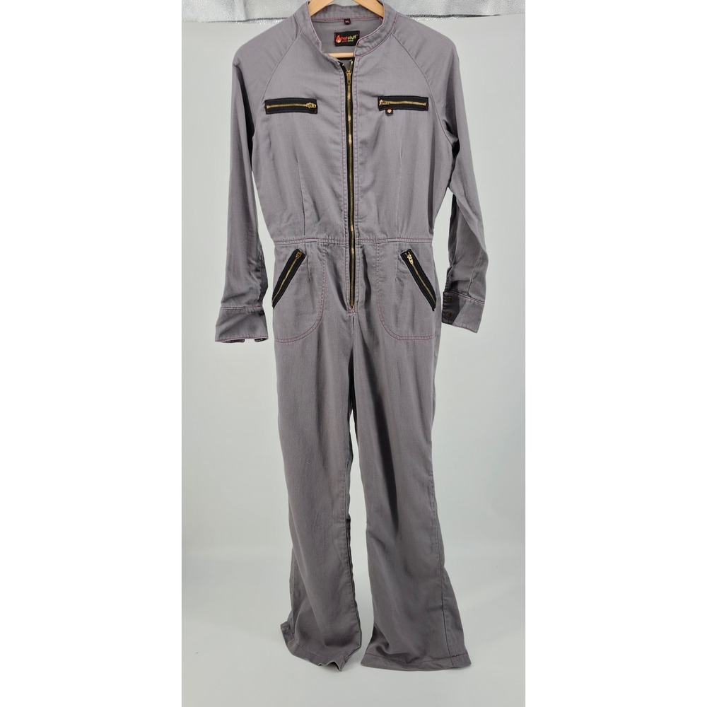 Hotstuff Safetywear FR Coverall Gray Pink Stitching NFPA 2112 CAT 2 M/L Jumpsuit